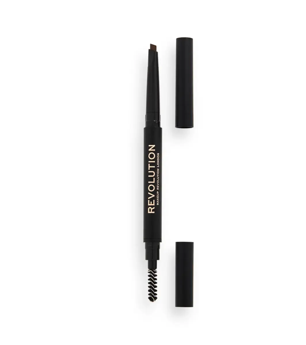 Makeup Revolution, Duo Brow Definer, Eyebrow Cream Pencil & Brush 2-In-1, Medium Brown, 0.25 g