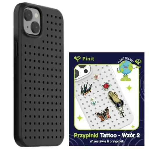 Pinit Dynamic + Tattoo Pin чехол для телефона iPhone 14 | iPhone 15 | iPhone 13 чёрный