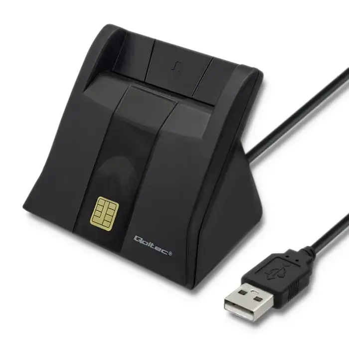 Qoltec Smart ID chip card reader SCR-0643|USB 2.0 + USB-C Adapter