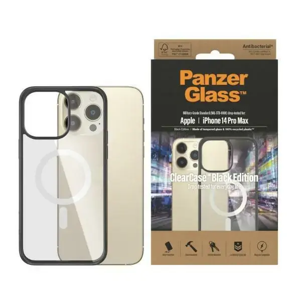 PanzerGlass ClearCase MagSafe iPhone 14 Pro Max 6,7" Antibacterial czarny|black 0416