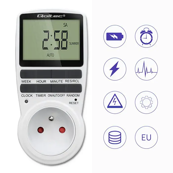 Qoltec Electronic Timer PC0628 | 3680W | 16A | LCD