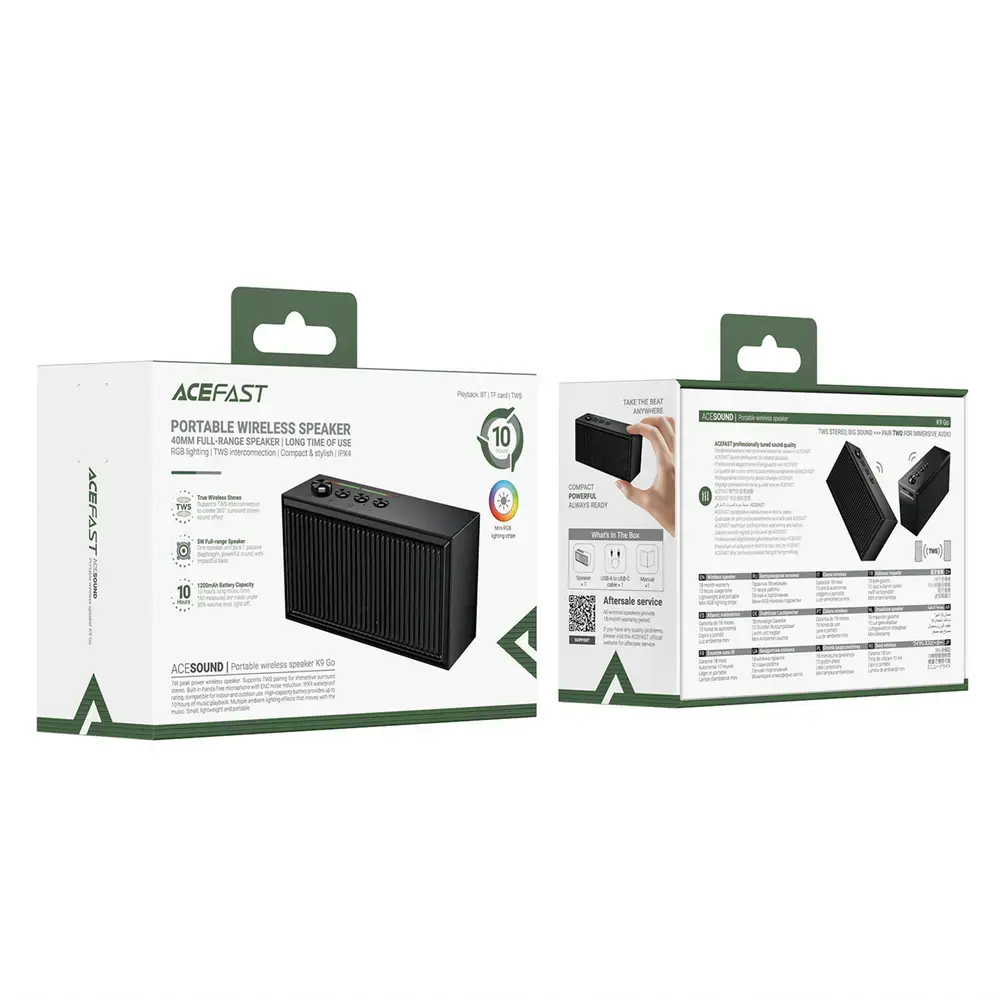 Acefast K9 Go Bluetooth Speaker with Stereo and ENC - Black