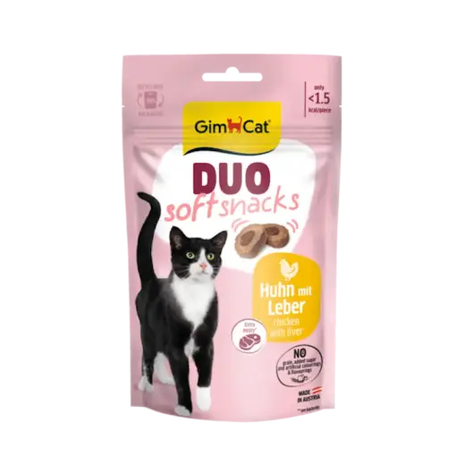 Gardumi kaķiem - GimCat DUO SOFT SNACKS CHICKEN WITH LIVER 50G