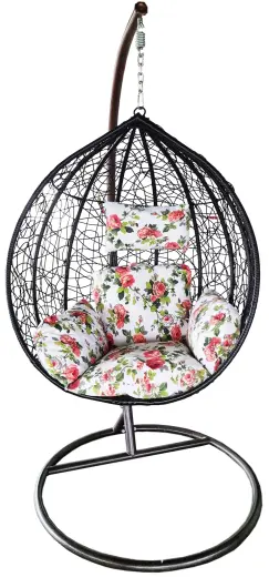 Šūpuļkrēsls ar spilvenu, 105cm melns