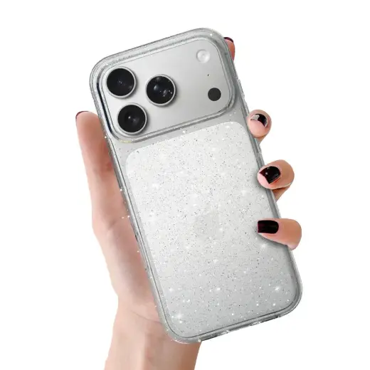 Crystal Glitter telefoni ümbris iPhone 17 Pro hõbedane