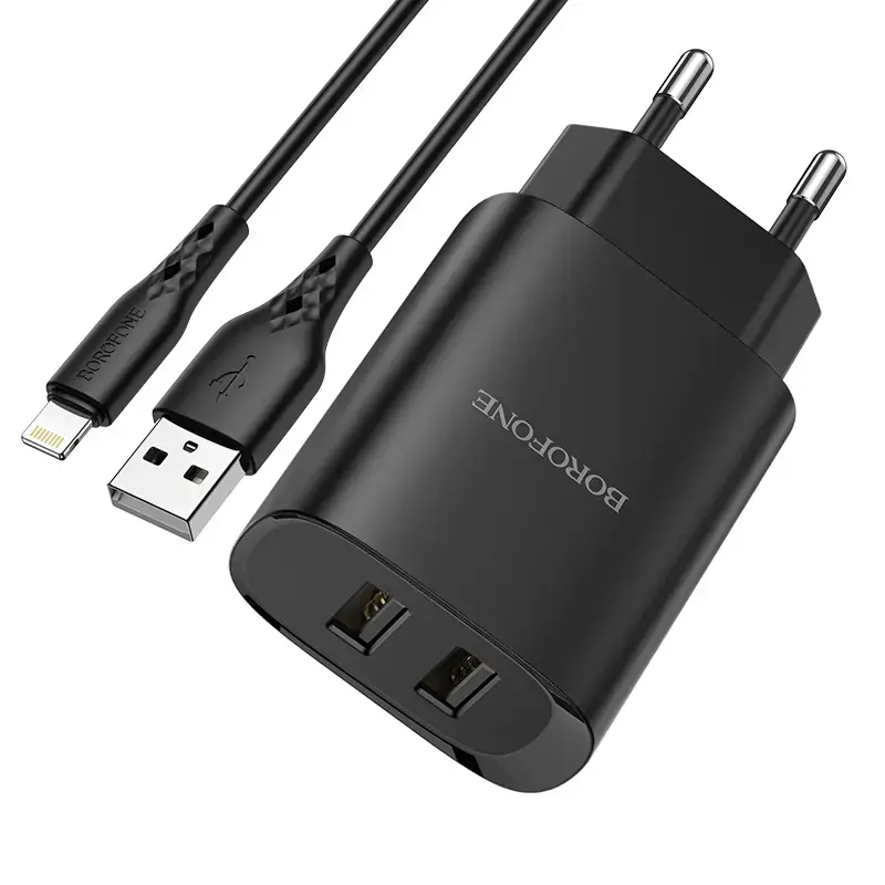 Borofone BN2 phone charger USB | 5V | 2.1A | 10.5W + Micro USB cable black