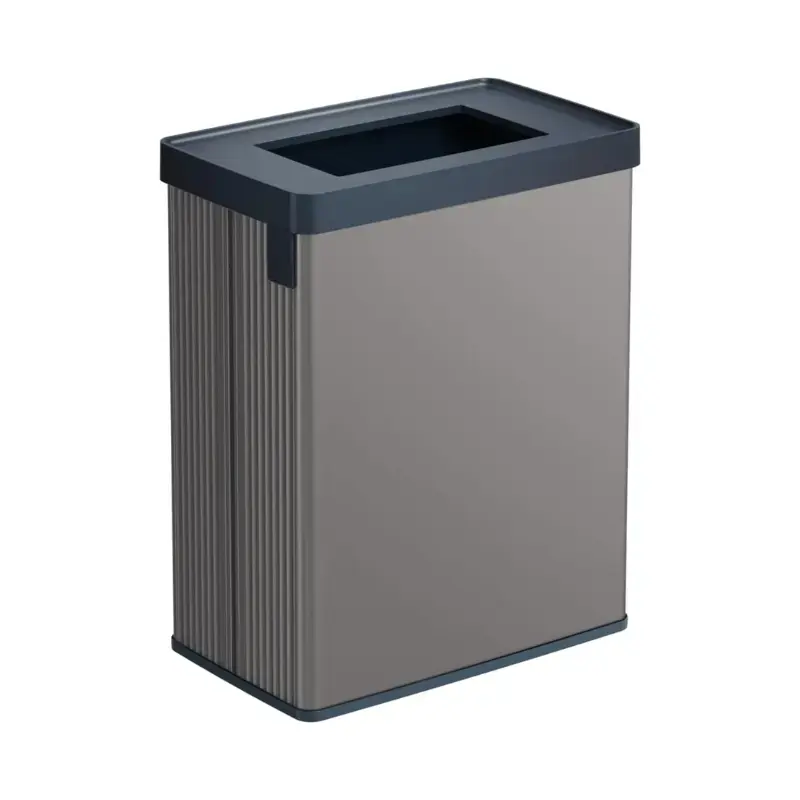 Atkritumu tvertne taisnstūrveida metalizēta Verto Recycle 54L pērļu pelēkā krāsā