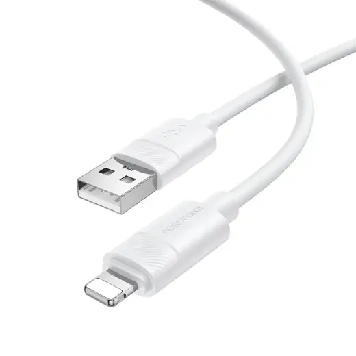 Borofone BX123 Leya duomenų perdavimo ir įkrovimo laidas | USB-A į Lightning | 12W | 1m | baltas