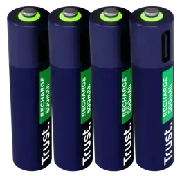 Baterijas Trust USB-C Rechargeable AAA Batteries 4pack