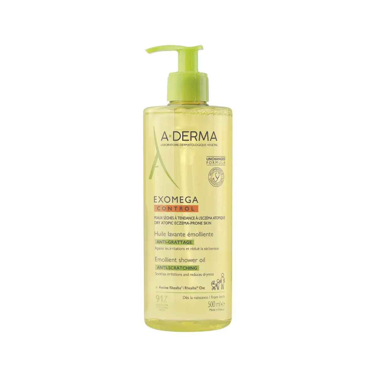 A-Derma, Exomega Control, Emollient, Shower Oil, For Very Dry To Atopic Sensitive Skin, 500 ml
