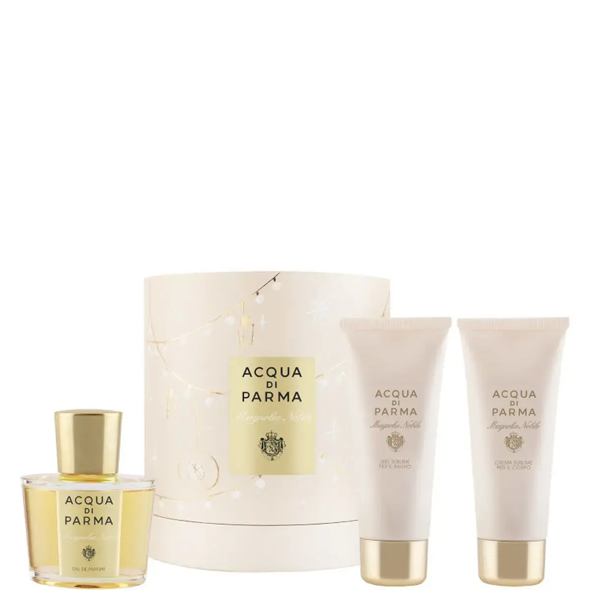 Set Acqua di Parma: Acqua Nobile Magnolia, Eau De Parfum, For Women, 100 ml + Magnolia Nobile, Hydrating, Body Lotion, 75 ml + Magnolia Nobile, Shower Gel, For All Skin Types, 75 ml