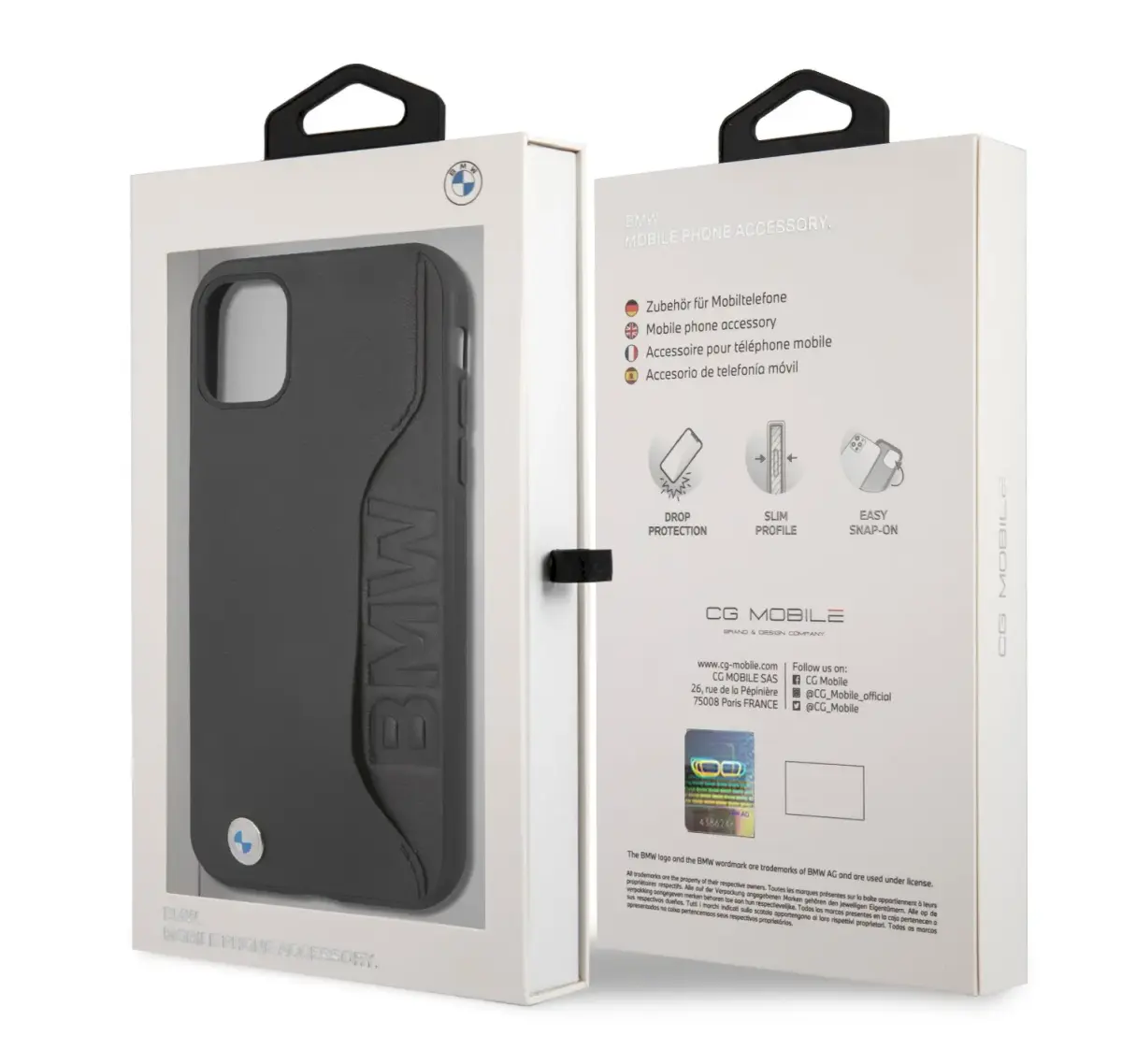 BMHCN61RCSWK BMW Signature Leather Card Slot Hard Case for iPhone 11 Black