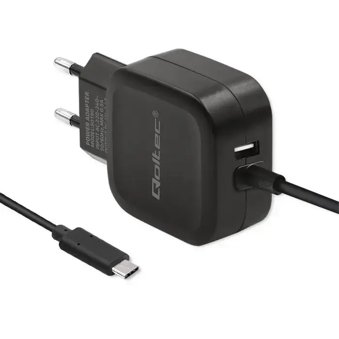 Qoltec Charger tīkla lādētājs | 17W | USB-A, USB-C