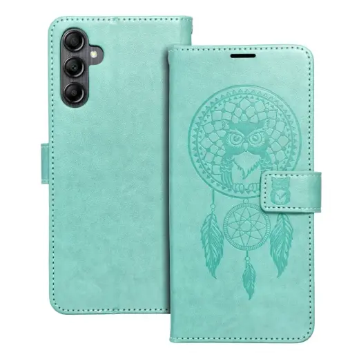 MEZZO dreamcatcher grāmatveida maciņš telefonam Samsung Galaxy A14 4G (A145) | A14 5G (A146) zaļš