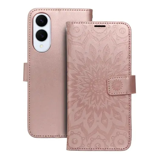 MEZZO mandala knyginio tipo telefono dėklas Samsung Galaxy S25 Edge (S937) rožinis