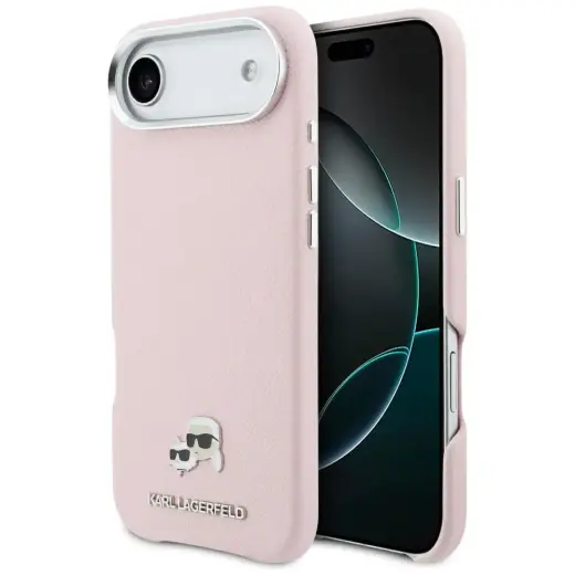 Karl Lagerfeld Karl & Choupette Head Pins Saffiano telefoni ümbris MagSafe toega iPhone 17 Air roosa