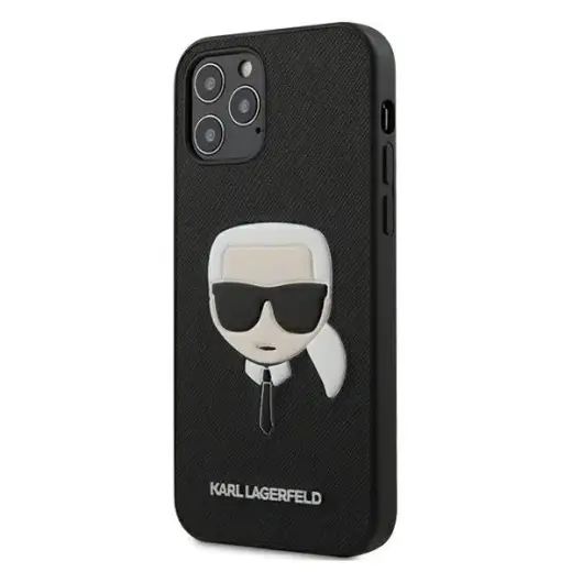 Karl Lagerfeld KLHCP12LSAKHBK iPhone 12 Pro Max 6,7" czarny|black hardcase Saffiano Ikonik Karl`s Head