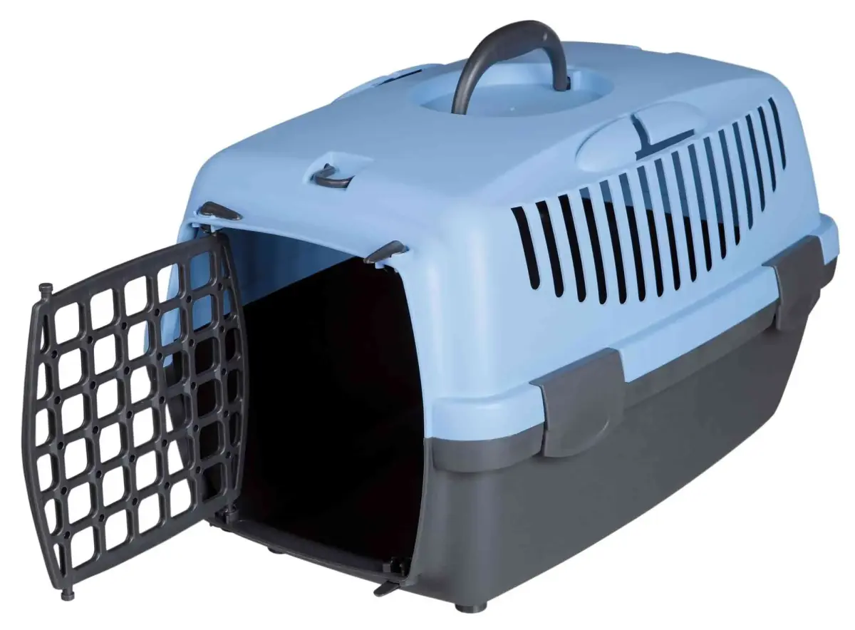 Transportēšanas bokss dzīvniekiem: Trixie Transport box 32*31*48cm, light grey|blue (up to 6kg)