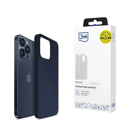 3mk Silicone phone case for iPhone 15 Pro navy