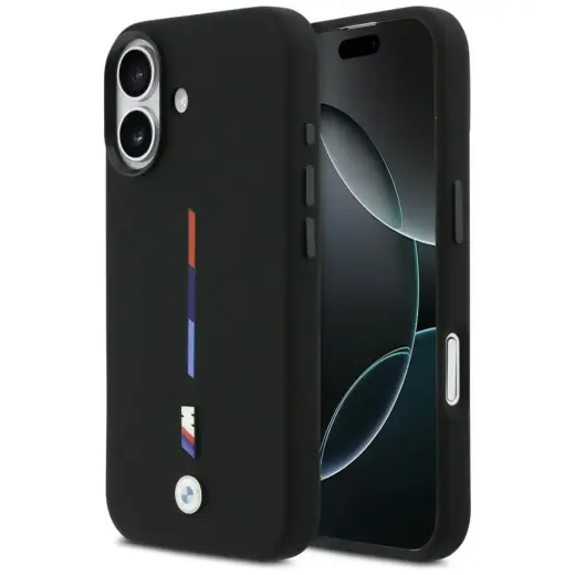 BMW M Silicon Tricolor Line MagSafe Case for iPhone 17 Black