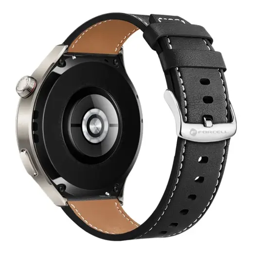 Forcell F-Design FS21 nutikella rihm Samsung Galaxy Watch (20 mm) jaoks | tehisnahk | must