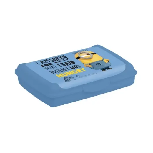 Pārtikas uzglabāšanas trauks deco-click-box mini 0,5L Carla  "Minions Hungry" 17x13x3,5cm gaiši zils