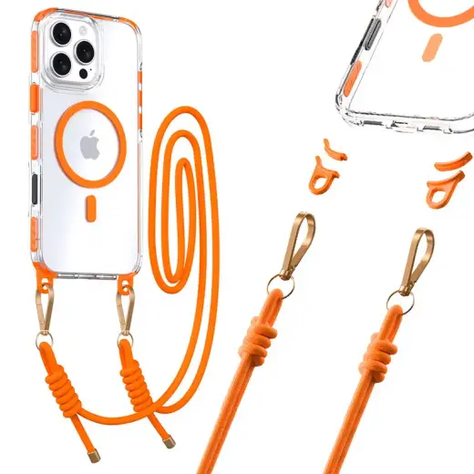 Tel Protect Strap Clear maciņš telefonam iPhone 15 Pro oranžs