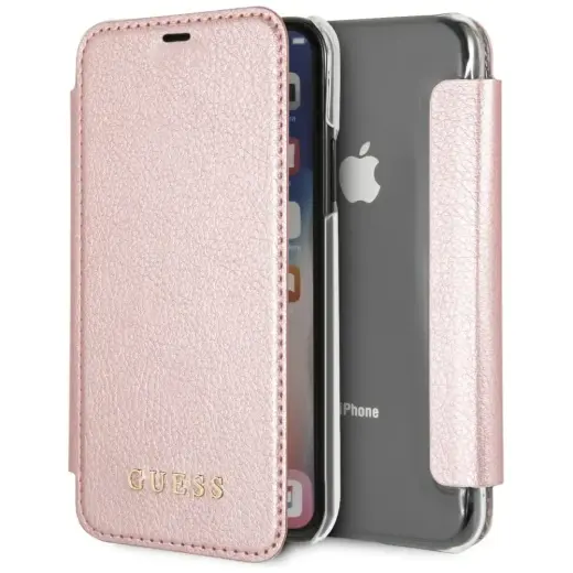 Guess GUFLBKPXIGLTRG iPhone X|Xsrose gold|różowo-złoty book Iridescent