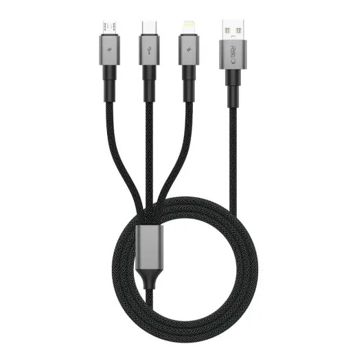 Tech-Protect UltraBoost DNA 3-in-1 data transfer and charging cable | USB-C to Micro USB, Lightning | 15W | 1.2m | gray