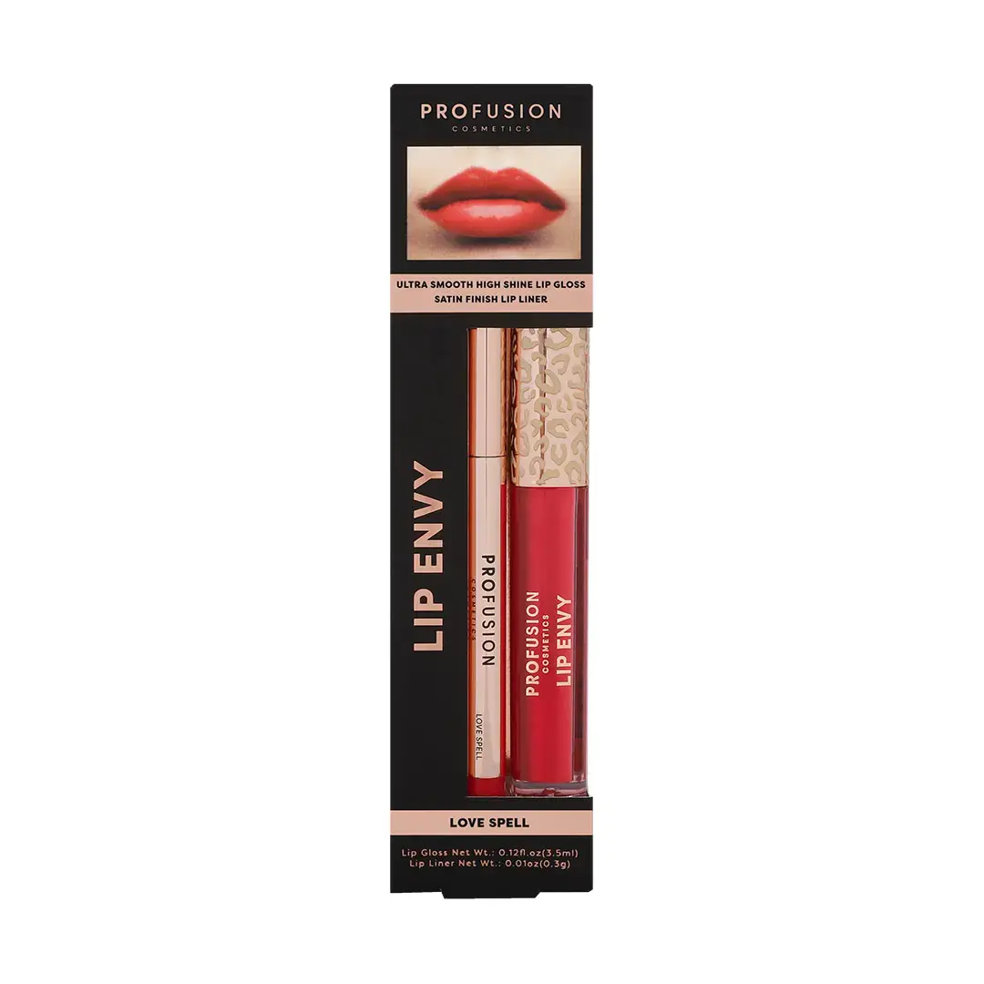 Set Profusion Cosmetics: Lip Envy Love Spell, Lip Gloss, 3.5 ml + Lip Envy Love Spell, Lip Liner, 0.3 g