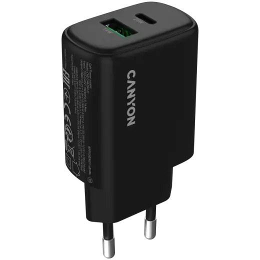 CANYON charger OnCharge 250 25W 1xPD 1xQC EU Black