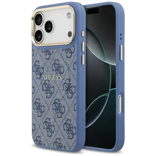 Guess 4G PU Classic Logo MagSafe Case for iPhone 17 Pro Max - Blue