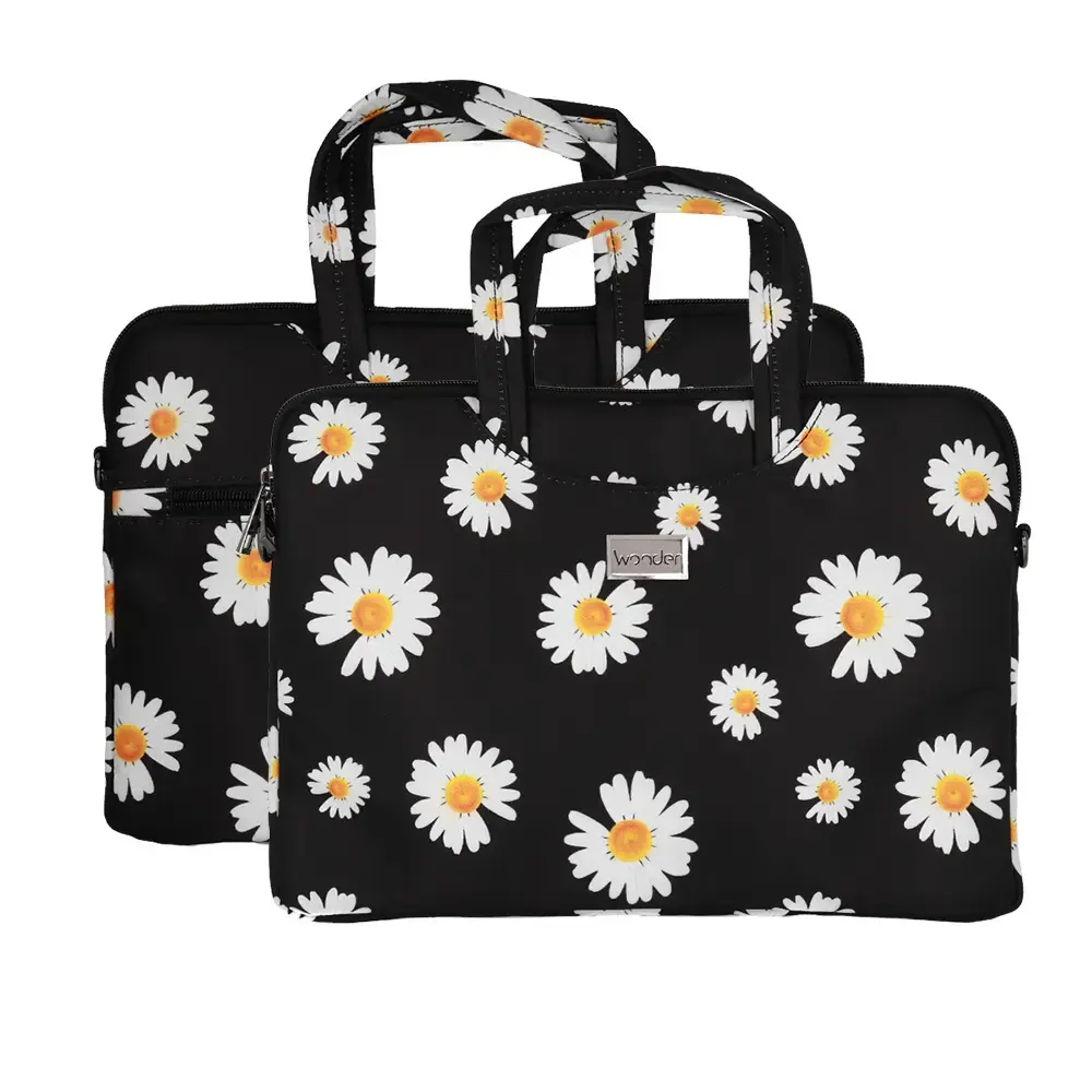 Wonder Briefcase Laptop 17 inches black daisies