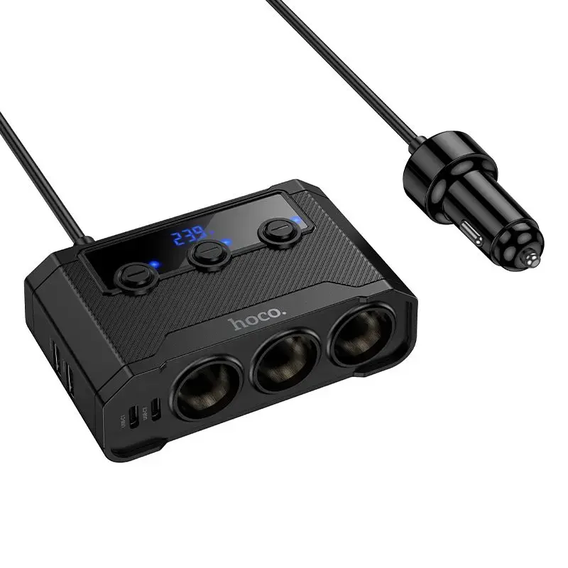 Car charger Hoco 2xUSB A + 2xUSB C+3x cigarette lighter ports PD QC3.0 240W Z64 black