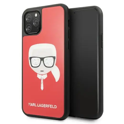 Karl Lagerfeld KLHCN58DLHRE iPhone 11 Pro czerwony|red Iconic Glitter Karl`s Head