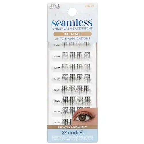 Seamless Undies Underlash Extensions Refill, Balayage Cluster Lashes, Lightweight & Comfortable, up to 5 Applications, Assorted Eyelash Lengths, 32