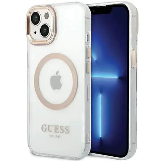 Guess GUHMP15MHTRMD iPhone 15 Plus | 14 Plus 6.7" złoty|gold hard case Metal Outline Magsafe