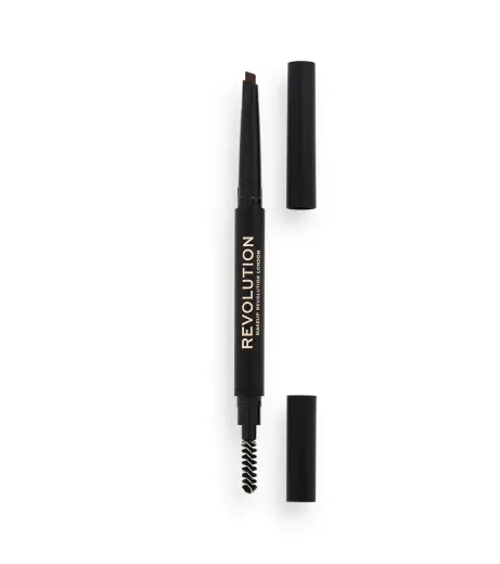 Makeup Revolution, Duo Brow Definer, Eyebrow Cream Pencil & Brush 2-In-1, Medium Brown, 0.25 g