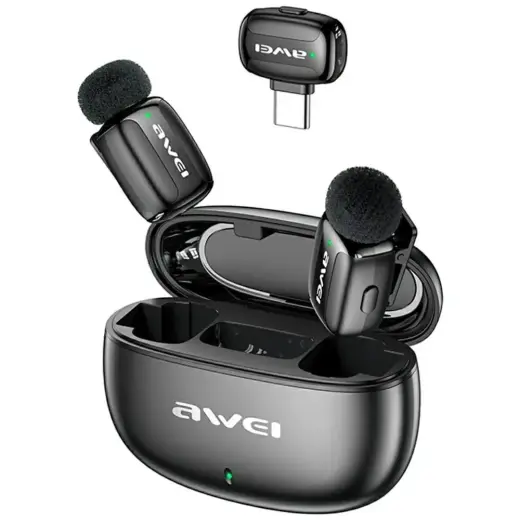 Wireless Lavalier Microphone AWEI MK5 Duo Ai-Voice black