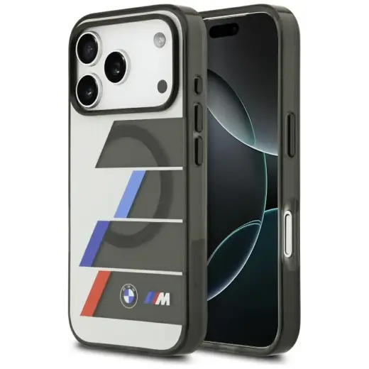 BMW M IML Metal Buttons Tricolor Lines MagSafe Case for iPhone 17 Pro Max Anthracite
