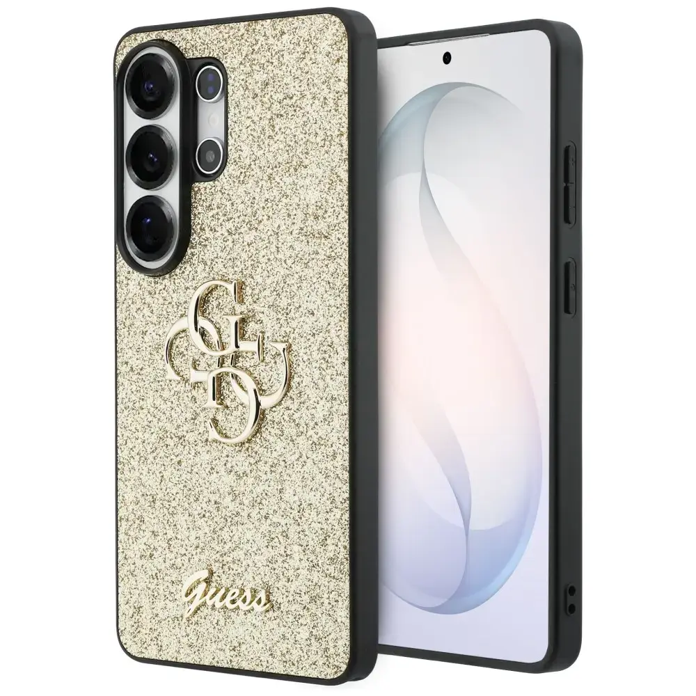 Guess Fixed Glitter Big 4G maciņš telefonam Samsung Galaxy S26 Ultra (S948) zelta krāsā