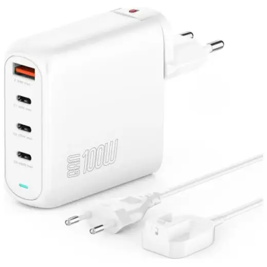 4smarts Flex Pro travel charger | 100W | USB-C, USB-A | white