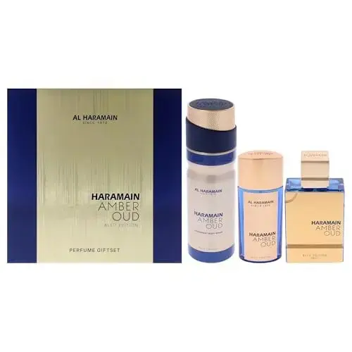 Al Haramain Amber Oud - Bleu Edition   3 Pc Gift Set 2.5oz EDP Spray  1oz EDP Spray  6.6oz Body Spray