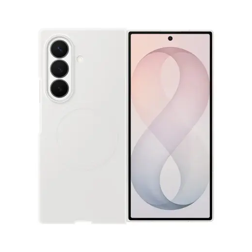 Samsung Silicone Magnet maciņš ar MagSafe atbalstu telefonam Samsung Galaxy Z Fold 8 (F971) balts (komplektā aizsargplēve)