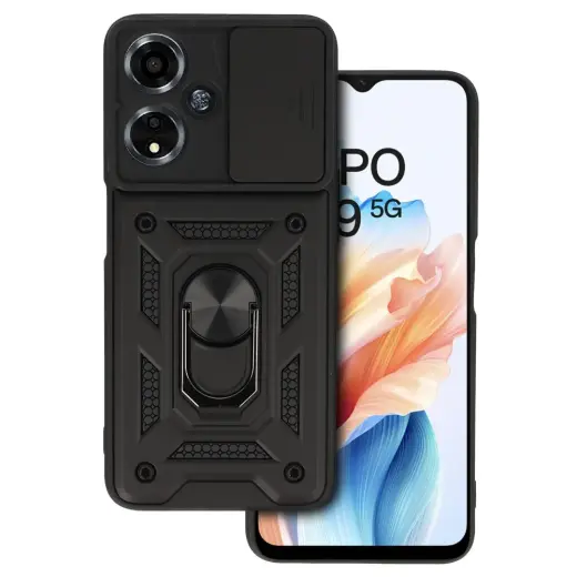 Slide Camera Armor Case for Oppo A59 Black