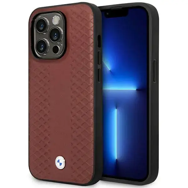 Etui BMW BMHMP14L22RFGR iPhone 14 Pro 6,1" burgundowy|burgundy Leather Diamond Pattern MagSafe