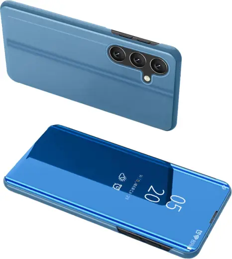 Clear View knyginio tipo telefono dėklas Samsung Galaxy A24 4G (A245) mėlynas