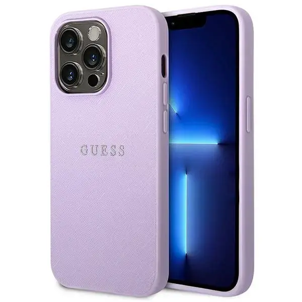 Guess GUHCP14LPSASBPU iPhone 14 Pro 6,1" fioletowy|purple Saffiano Strap