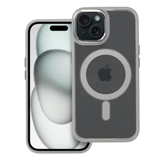 Color Edge Mag phone case with MagSafe support for iPhone 15 gray