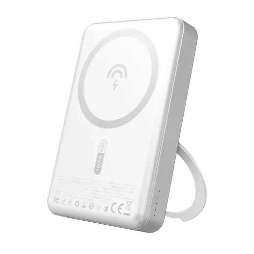 Dudao K28 ārējais akumulators (powerbank) | 10000 mAh | 22.5W | USB-C, USB-A, MagSafe | sudraba krāsā